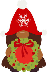 Christmas Gnomes, African, Brown Gnome, Santa