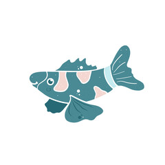 cute blue fish vector illustration. Vector illustration