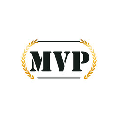 MVP gold medal award on white background. Vector stock illustration.