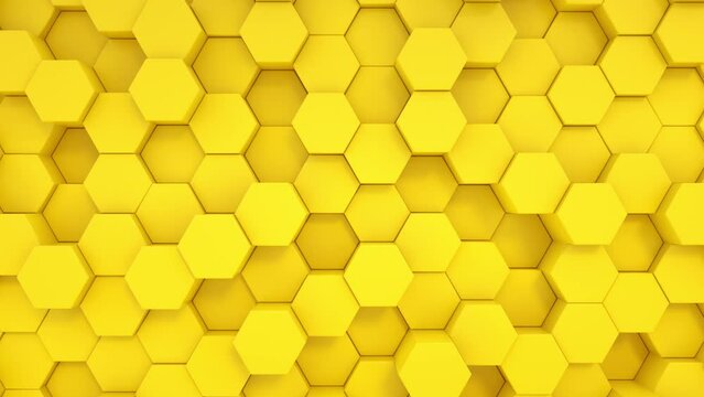 Abstract Hexagon Geometric Surface Loop, minimal yellow hexagonal grid pattern