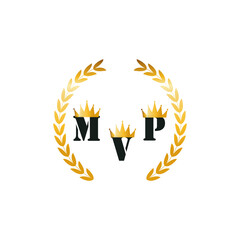 MVP gold medal award on white background. Vector stock illustration.