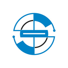 initial S technology and target circle logo vector design