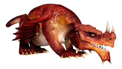 3D Rendering Fairy Tale Dragon on White