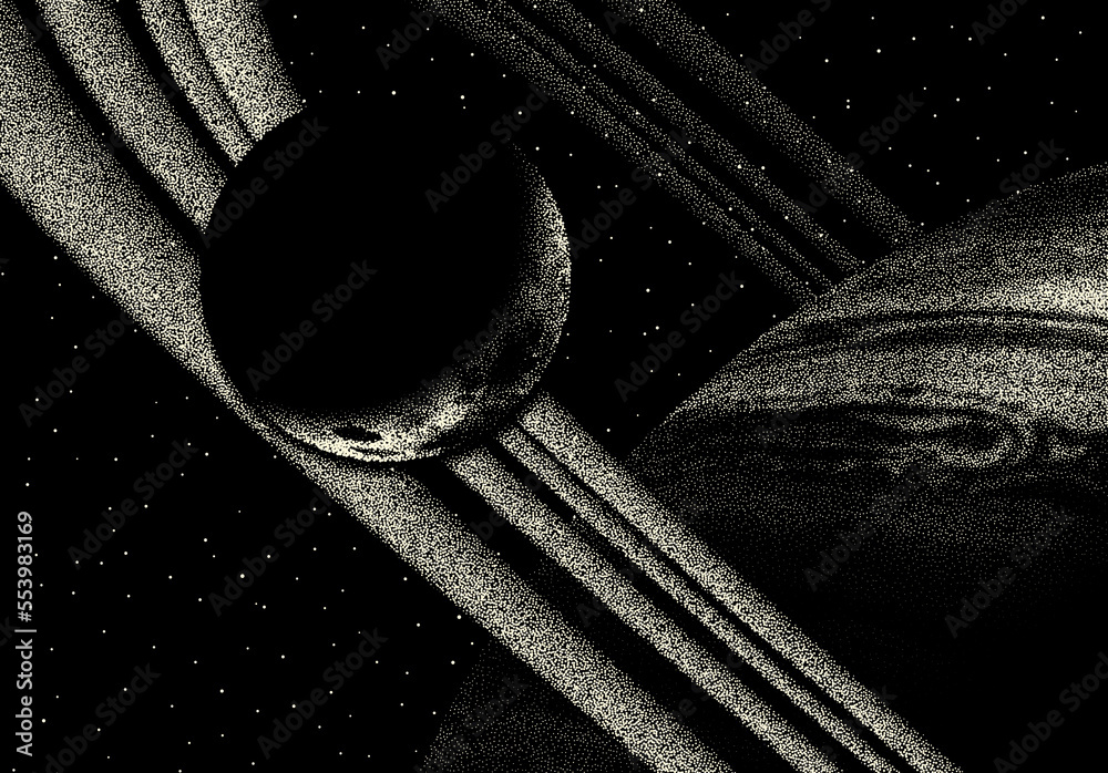 Poster space landscape with scenic view on planet and stars made with r