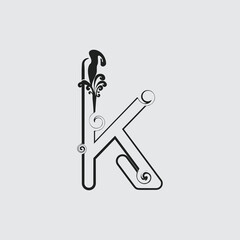 	
Creative K letter flower vector design.