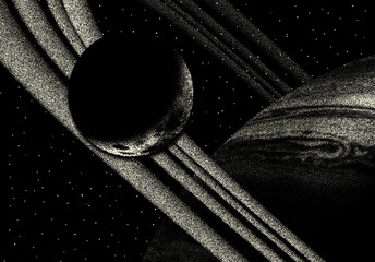 Space landscape with scenic view on planet and stars made with r © swillklitch