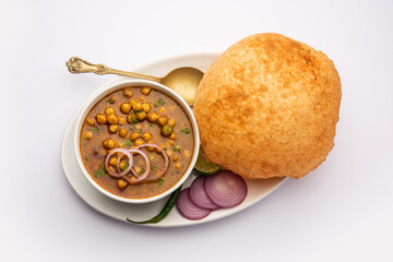 Chole bhature is a North Indian food dish. A combination of chana masala and bhatura or puri