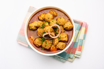 Soya chunks curry or meal maker curry is a delicious Indian dish made with soy nuggets