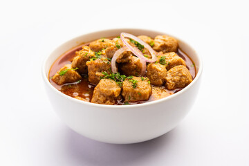 Soya chunks curry or meal maker curry is a delicious Indian dish made with soy nuggets