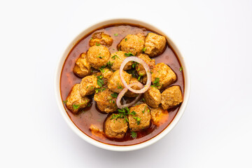 Soya chunks curry or meal maker curry is a delicious Indian dish made with soy nuggets