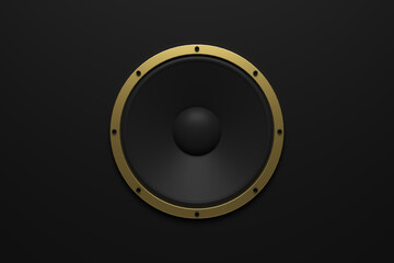 abstract sound speaker with dynamic bass waves - 3D Illustration.