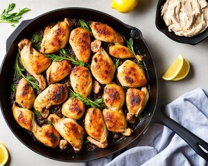 plate of boneless chicken, thigh fillet