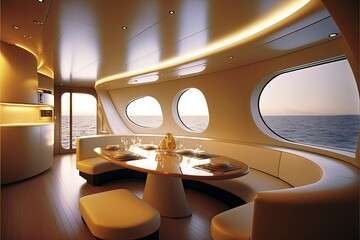 interior of luxury yacht on the sea, AI art