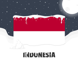 Indonesia snowy weather concept, cold weather and snowfall, weather forecast winter banner idea