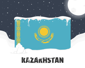 Kazakhstan snowy weather concept, cold weather and snowfall, weather forecast winter banner idea