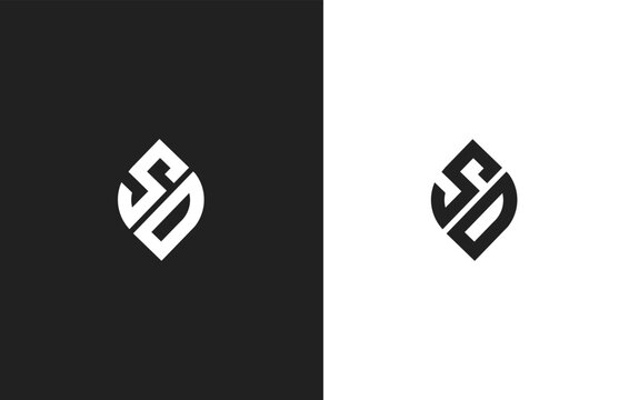 Modern monogram sd logo or initial letter sd logo design template