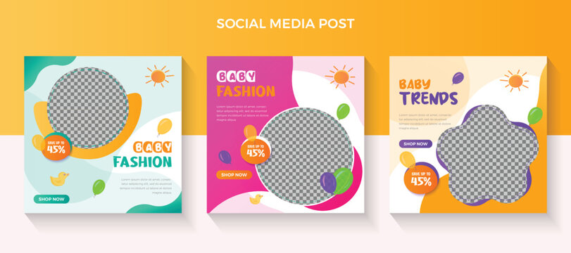 Baby fashion sale and kids fashion sale social media ads fashion template, social media banner, social post, social template, sale banner, kids post, baby post, promotion banner, 