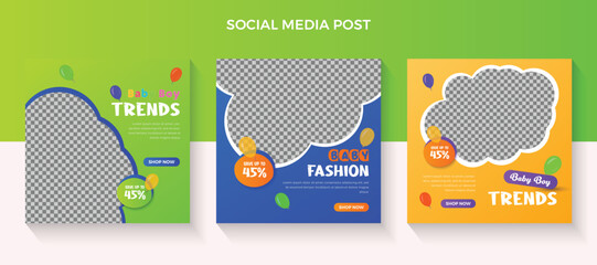discount template baby fashion sale and kids fashion sale social media ads collection design baby fashion sale