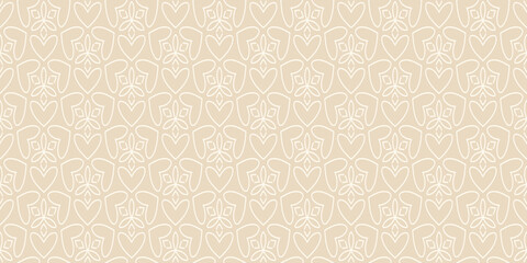 Background pattern with decorative floral ornament on a beige background. Seamless pattern, texture. Vector illustration