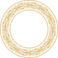 Vector gold seamless round Egyptian ornament. Infinite circle, ring, border, Ancient Egypt frame.