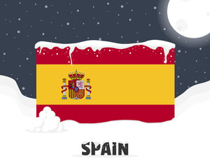 Spain snowy weather concept, cold weather and snowfall, weather forecast winter banner idea