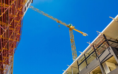 Large crane for working on a building construction site