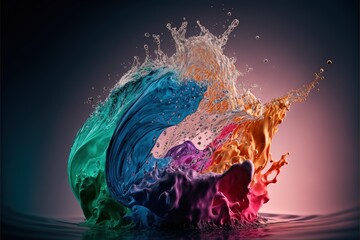 splash of water on a black background, colorful illustration, AI art