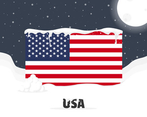 USA snowy weather concept, cold weather and snowfall, weather forecast winter banner idea