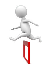 3d man jumping over hurdle concept