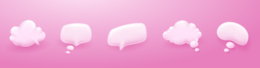 3d white speech bubble chat icon collection