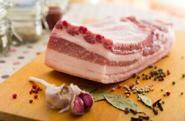 fresh piece of lard ready for salting