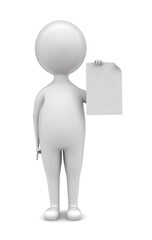 3d man holding paper in hands concept