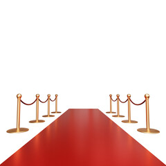 Red carpet with barrier fences 3d rendering illustration