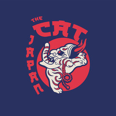 Cartoon maneki neko cat. Vector illustration	
