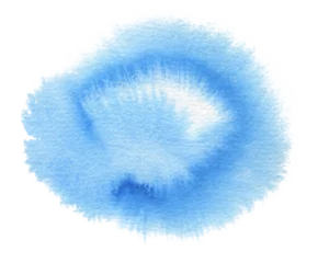 Deurstickers Blue and white Watercolor flow blot. Painting colors. Abstract texture stain on Png tranparent background. © Liliia