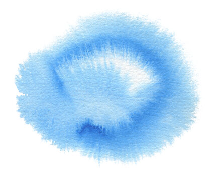 Blue And White Watercolor Flow Blot. Painting Colors. Abstract Texture Stain On Png Tranparent Background.