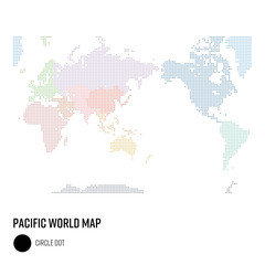 世界地図ドット粗め 太平洋を中心とした世界 地域別にグループ