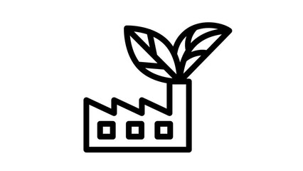 icon industry, green technology concept in outline design animated