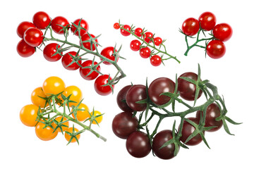Clusters of cherry tomatoes,top view isolated png