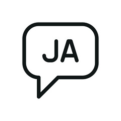 Speak Japanese (JA) isolated icon, Japanese language bubble box vector icon