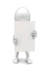 3d man holding a white paper concept