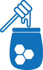 Honey icon, honey jar icon blue vector