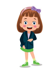 Obraz premium Cute little boy wearing clothes get dressed daily routine activity