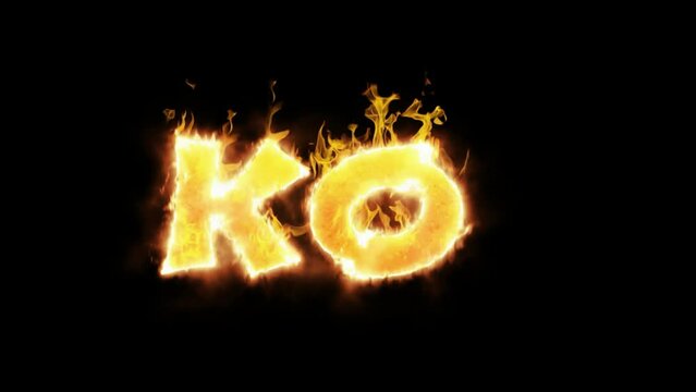 KO defeat symbol animation using blazing fire effect
