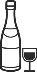 Alcohol icon, wine bottle line icon black vector