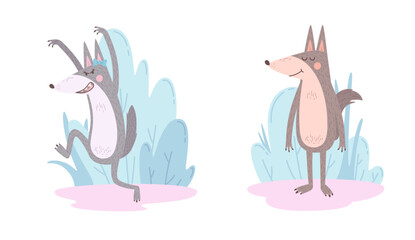 Wolf Character Cartoon Set