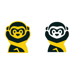 monkey yellow animal logo simple vector illustration design template