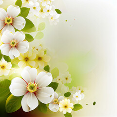 floral background with flowers and leaf and copy space