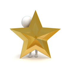 Obraz premium 3d man and golden star illustration