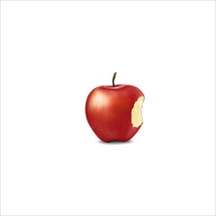 Red Apples with Green Leaves and Apple Slice - Vector Illustration. Realistic vector